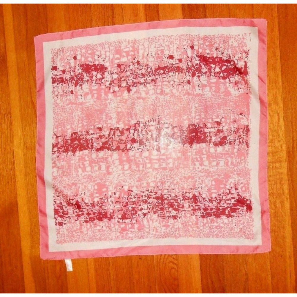 Vintage Pink & Burgundy Scarf 23"x23" Italy
